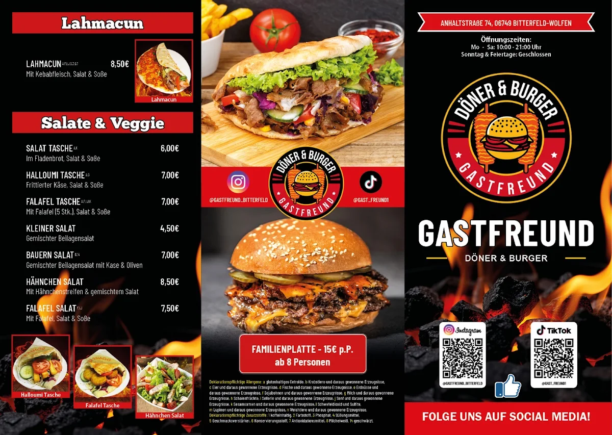 Speisekarte, GASTFREUND Döner&Burger