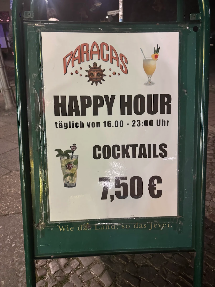 Speisekarte, Paracas I GmbH