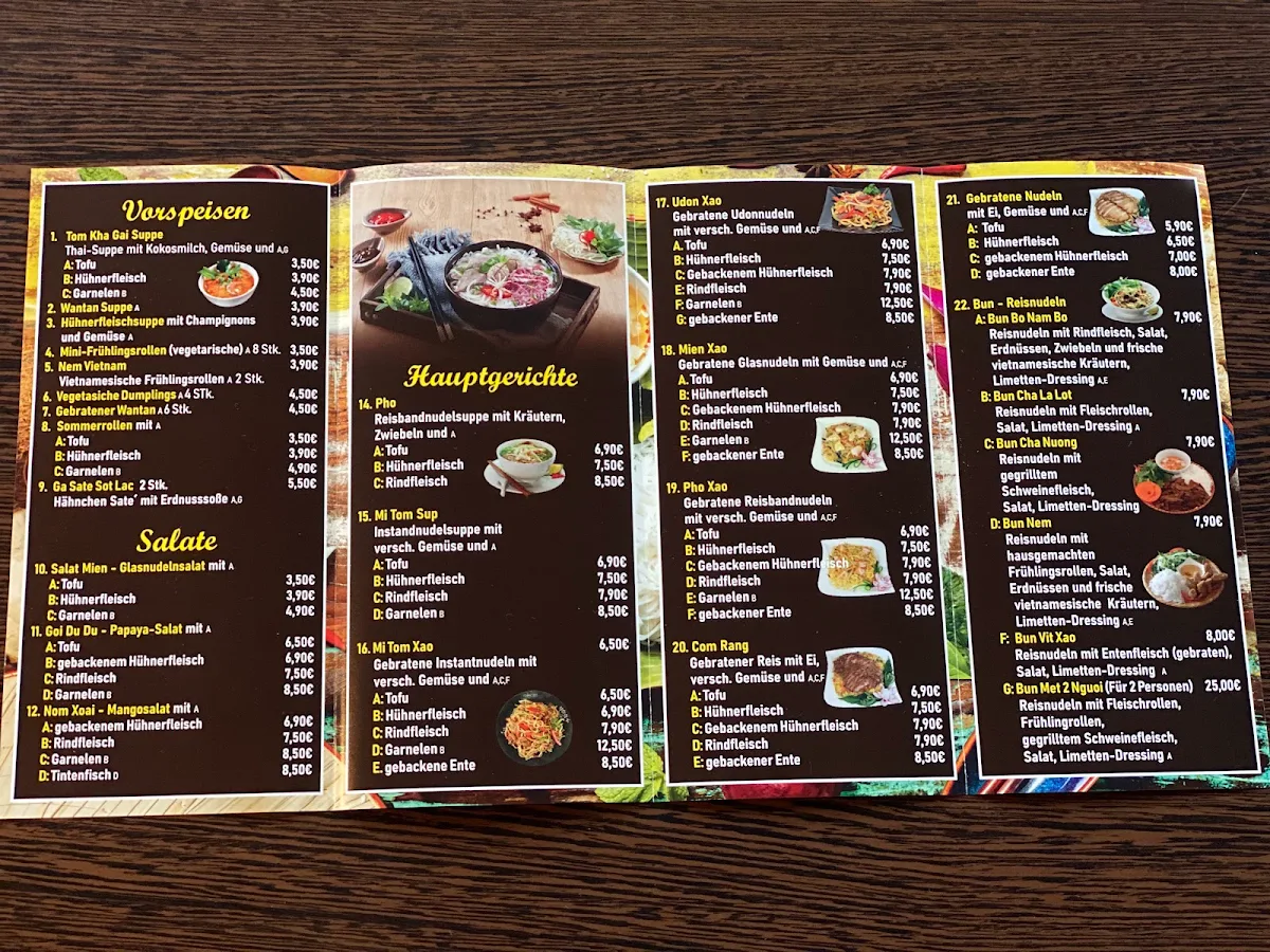 Speisekarte, Ro Dong Restaurant