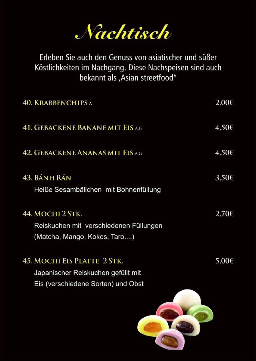 Speisekarte, Ro Dong Restaurant