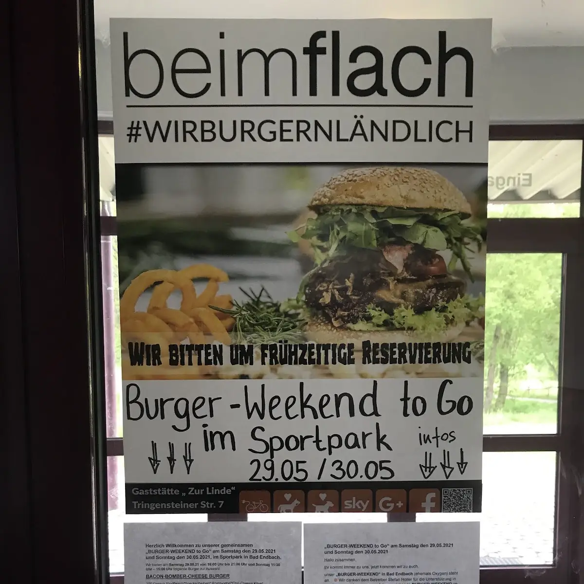 Speisekarte, Gaststätte Zur Linde Siegbach