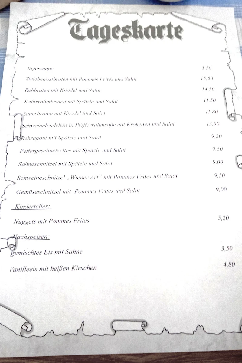 Speisekarte, Gasthaus zur Krone