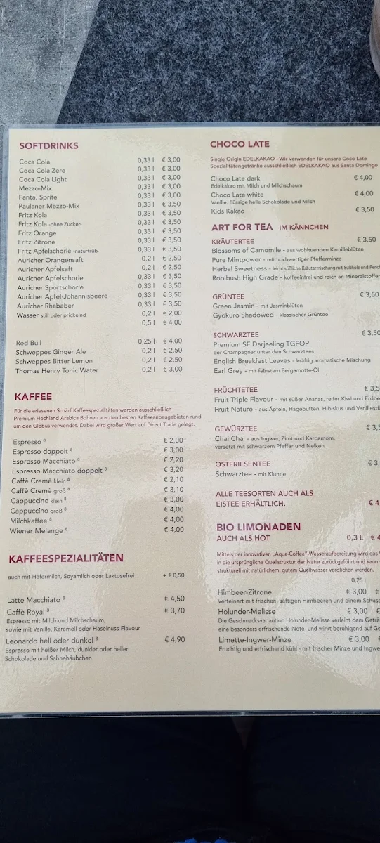 Speisekarte, Strand Café Kanzler
