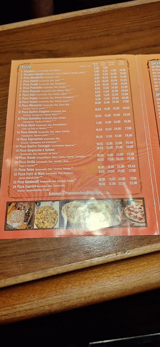 Speisekarte, Pizza Parisa