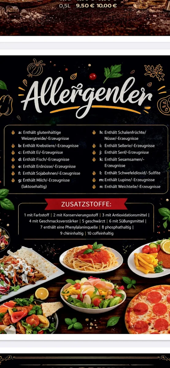 Speisekarte, Café Bar Dilara