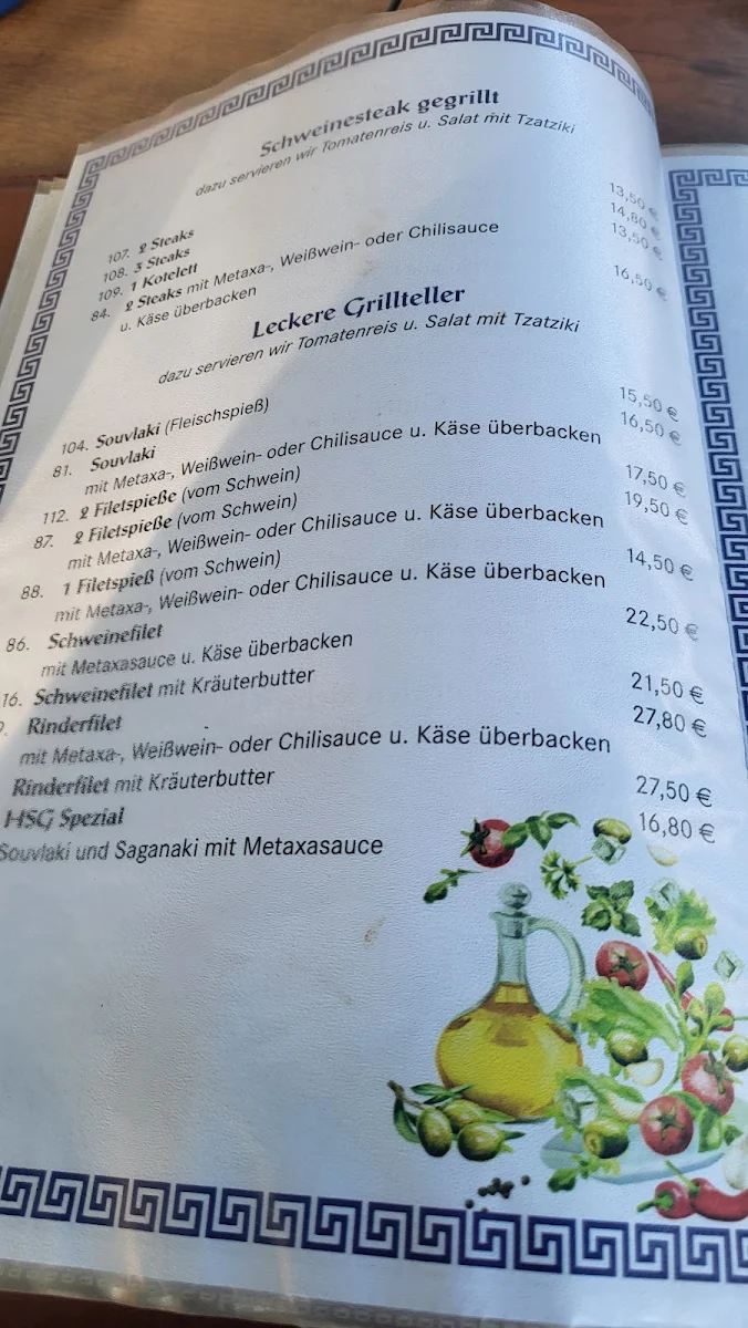 Speisekarte, Restaurant Dionysos