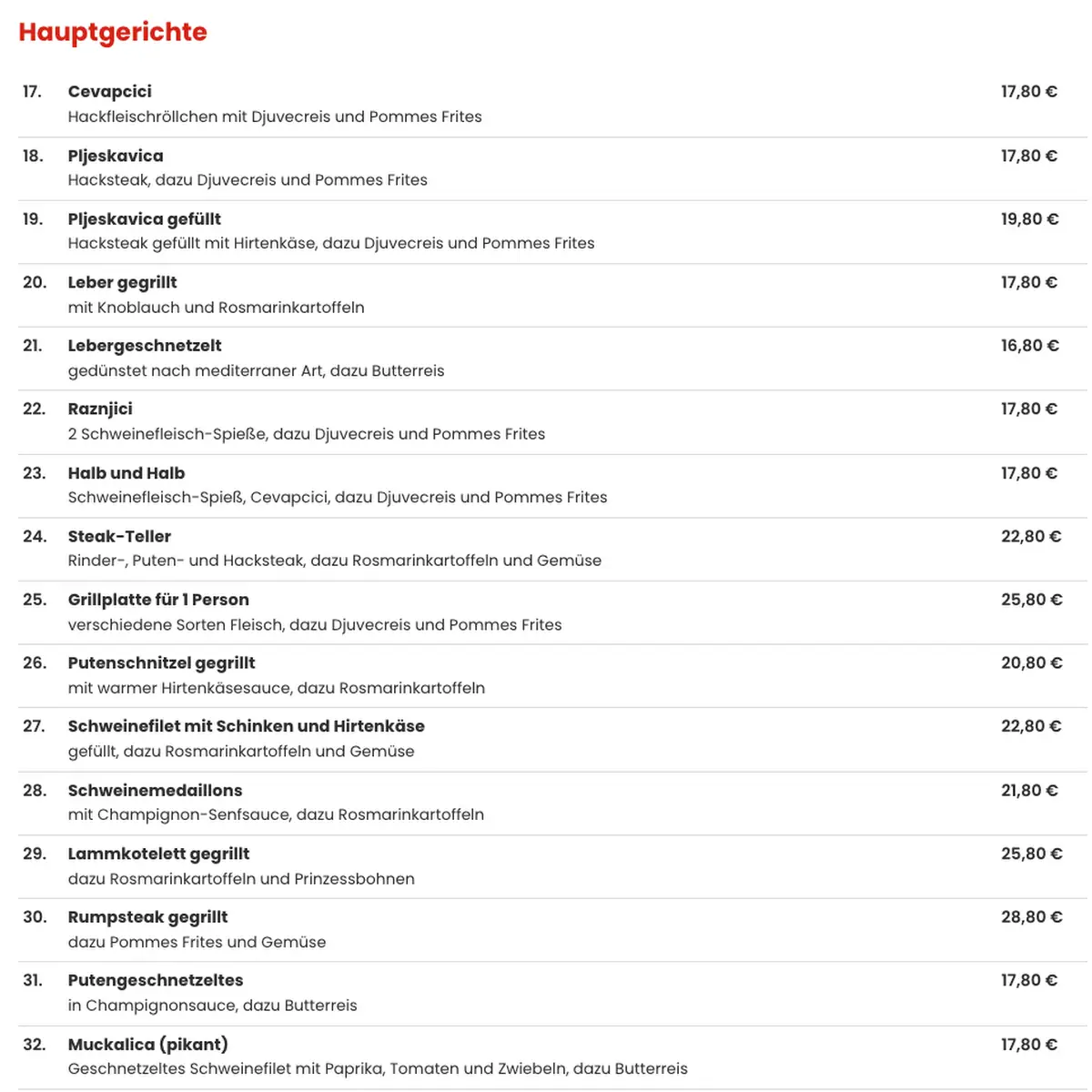 Speisekarte photo 2