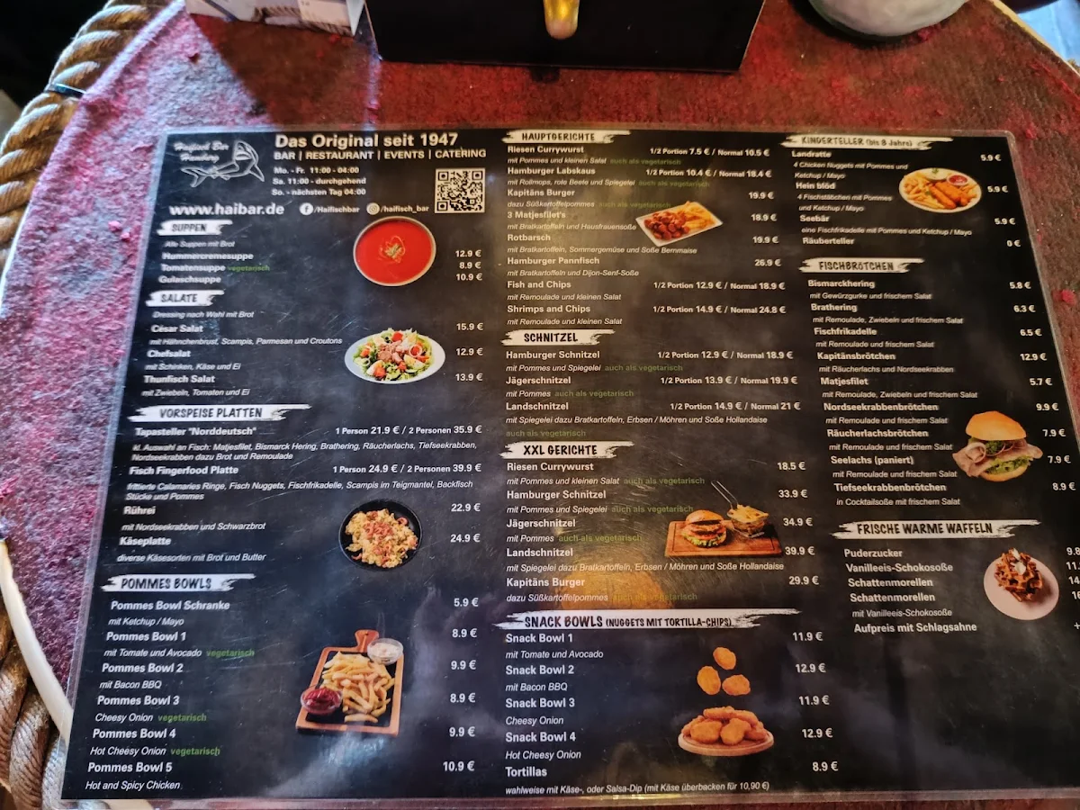 Speisekarte, Haifisch Bar
