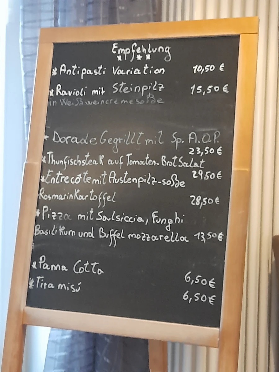 Speisekarte, Trattoria Naccarato
