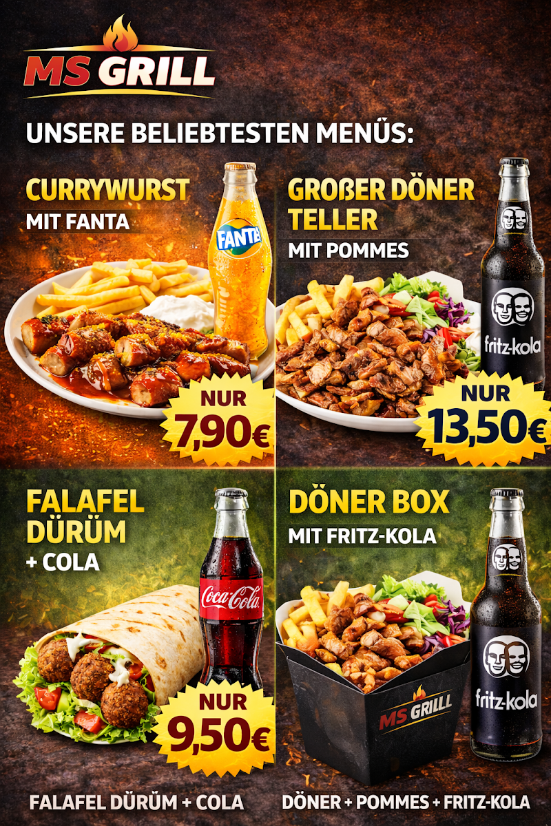 Speisekarte, MS-GRILL & Döner & Pizza & Pidde