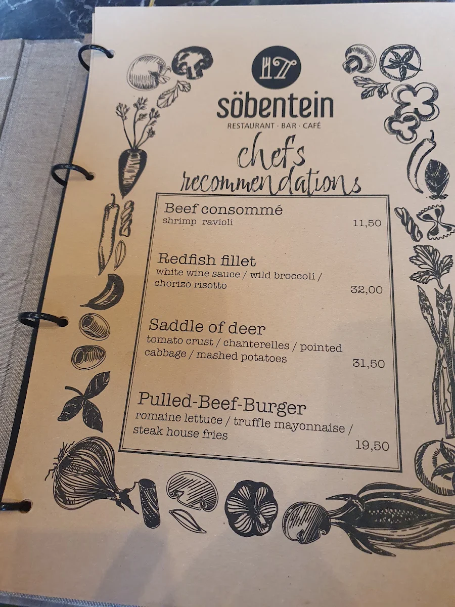 Speisekarte, Restaurant Söbentein