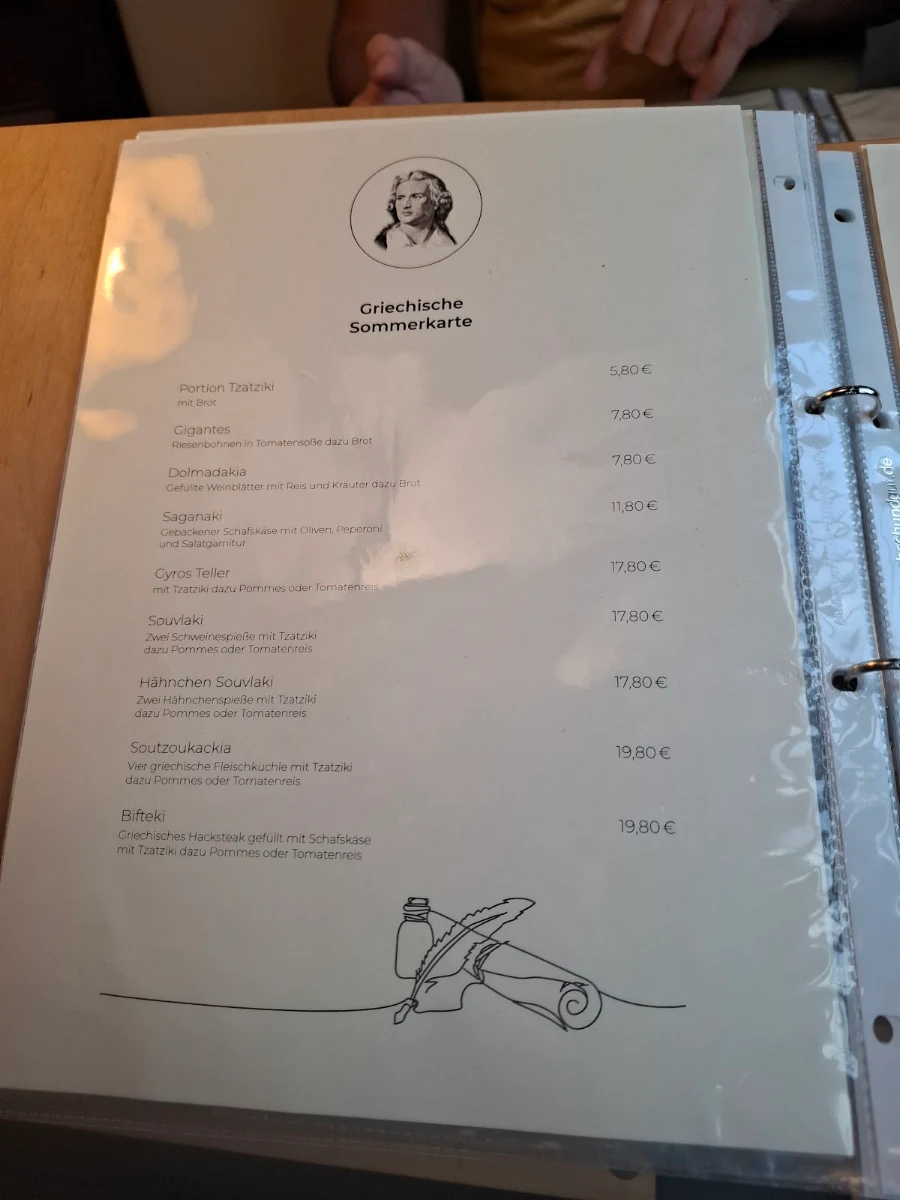Speisekarte, Wirtshaus zom Schiller