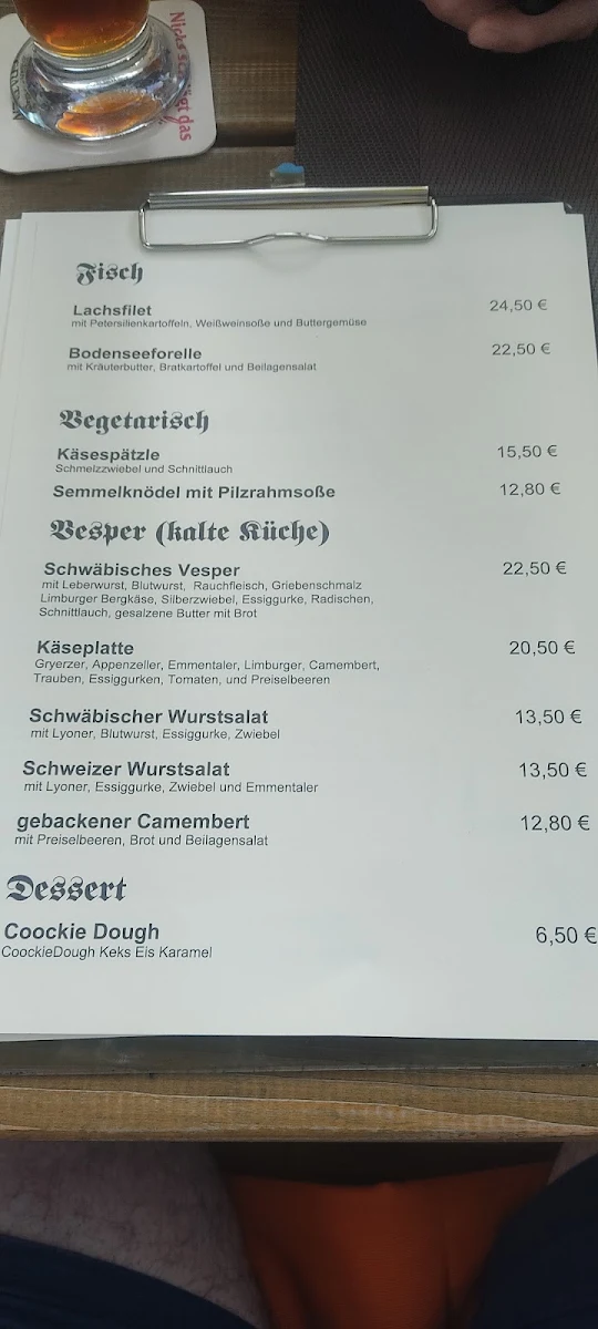 Speisekarte, Wirtshaus zom Schiller