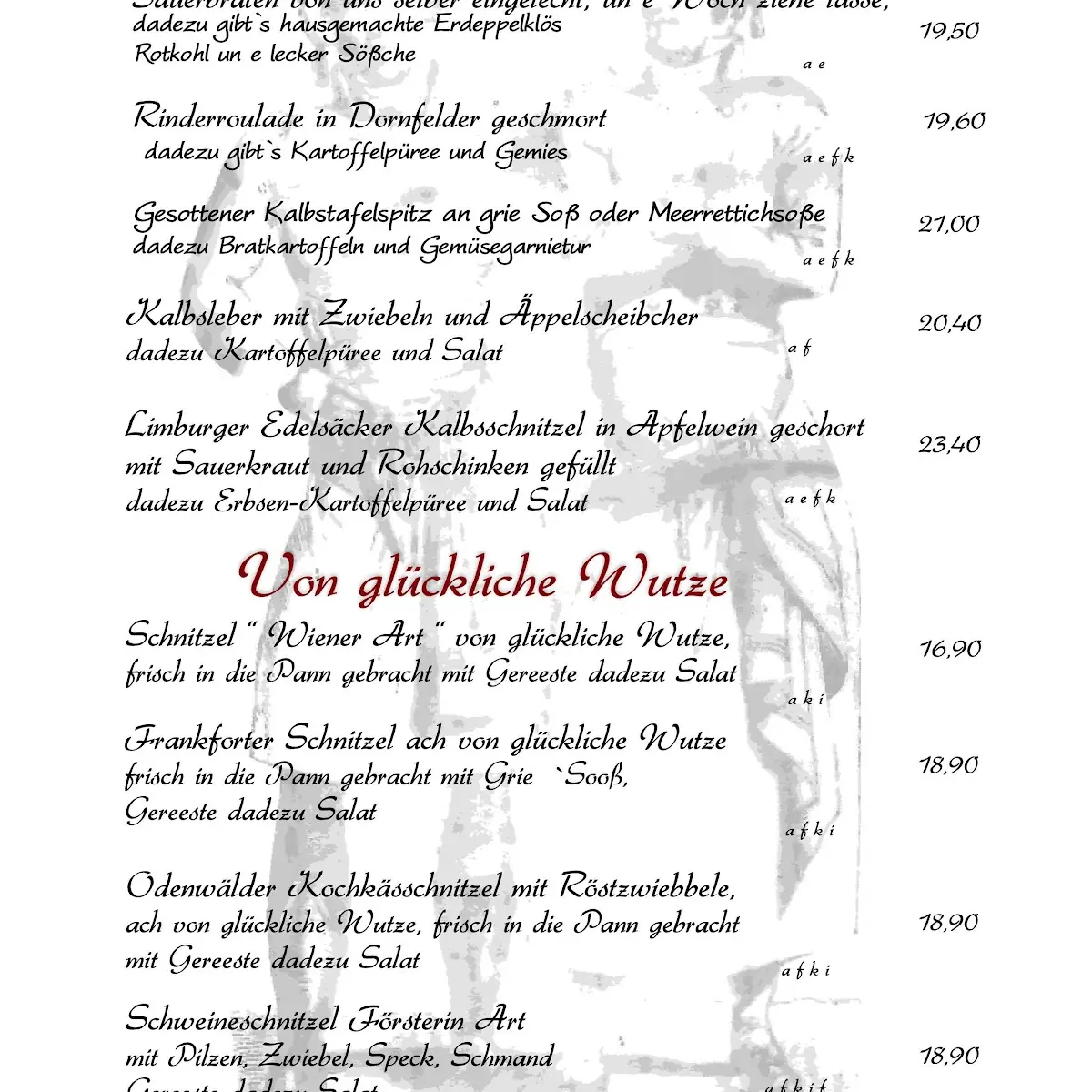 Speisekarte, S'Wirtshaus