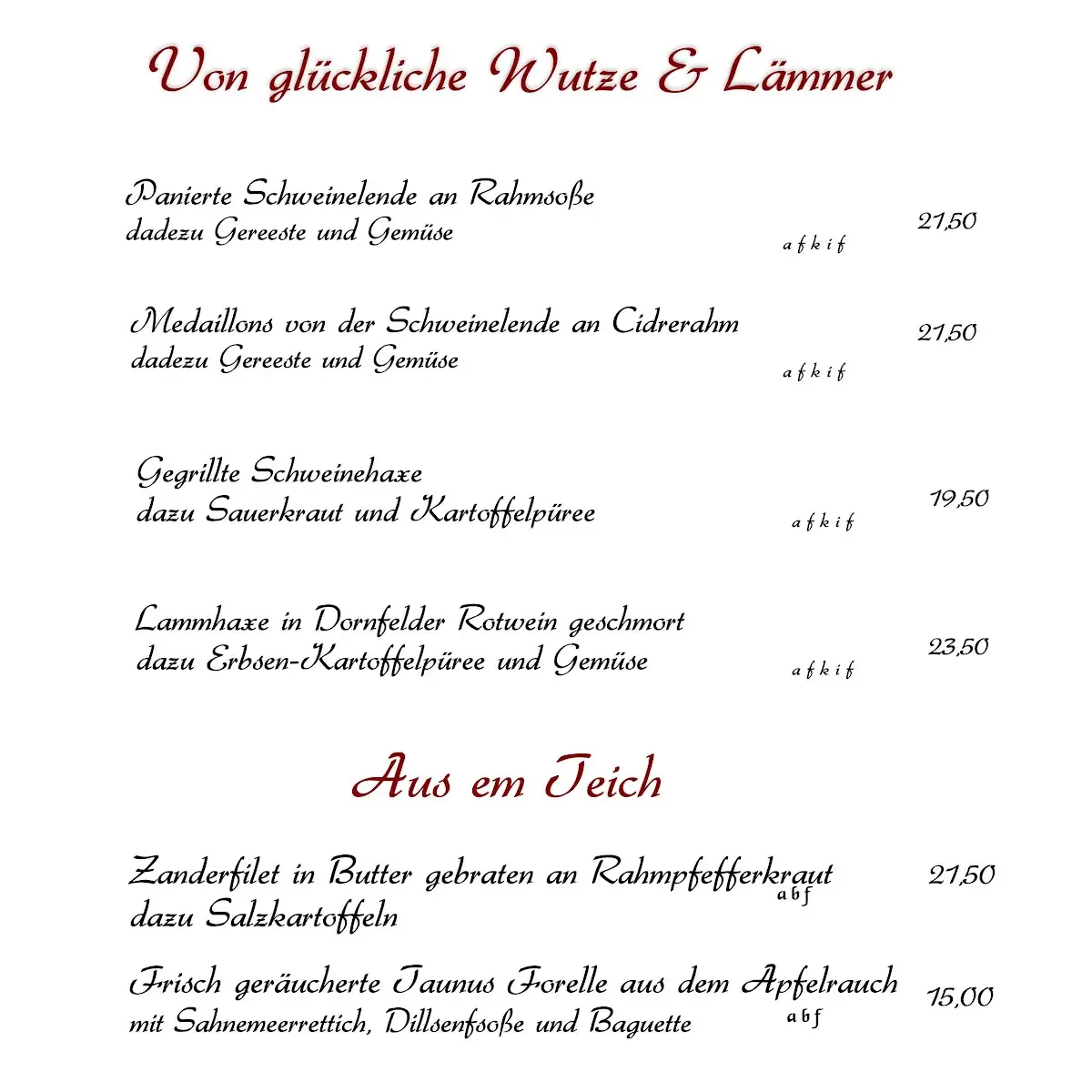Speisekarte, S'Wirtshaus