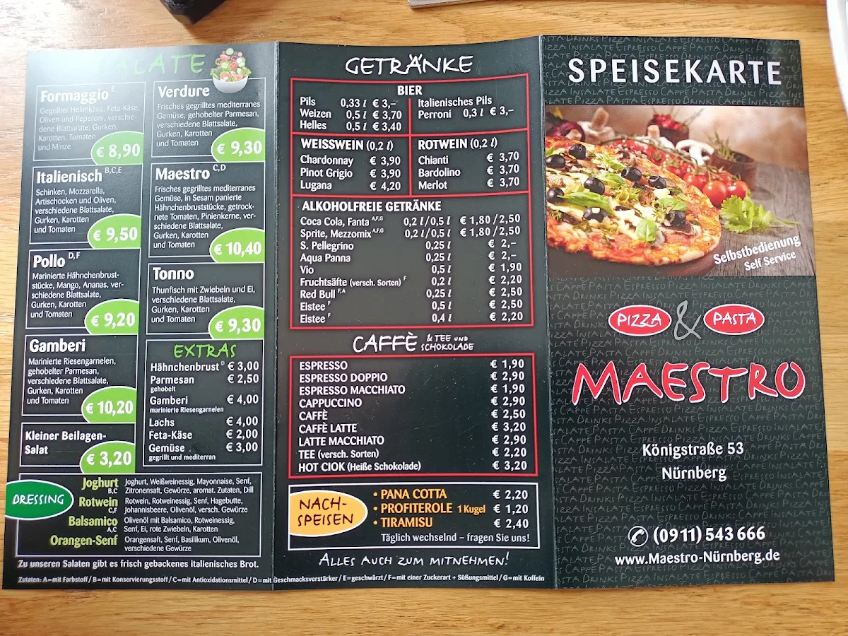 Speisekarte, Maestro