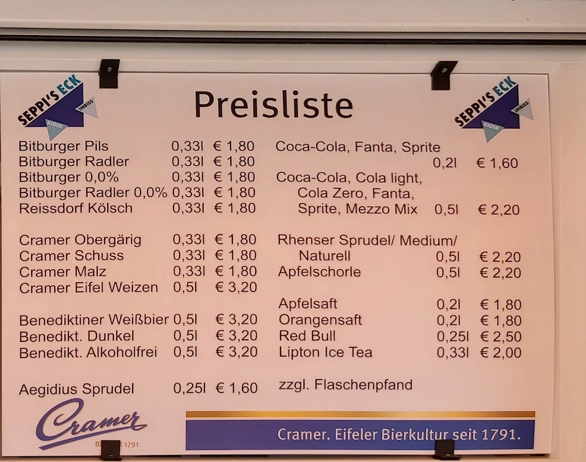 Speisekarte, Seppi's Eck