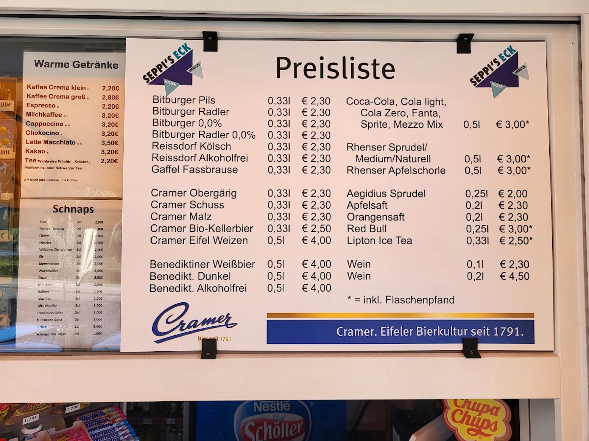 Speisekarte, Seppi's Eck