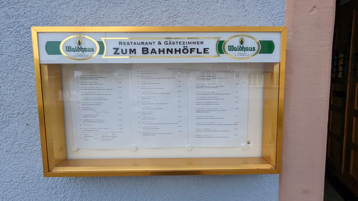 Speisekarte, Gasthaus zum Bahnhöfle