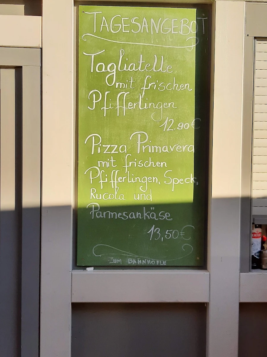 Speisekarte, Gasthaus zum Bahnhöfle