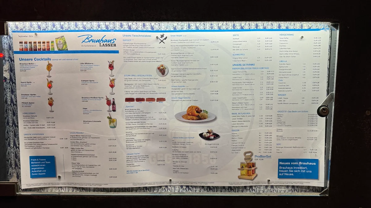 Speisekarte, Brauhaus Lasser
