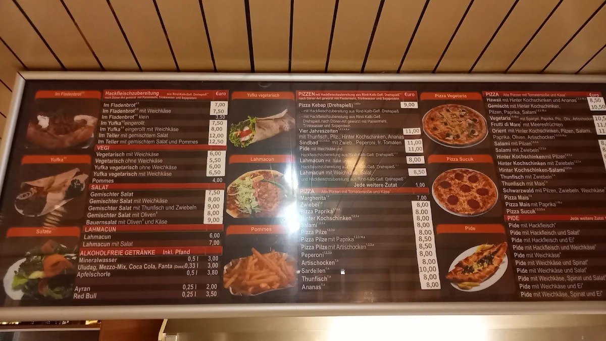 Speisekarte, Gaststätte Orient