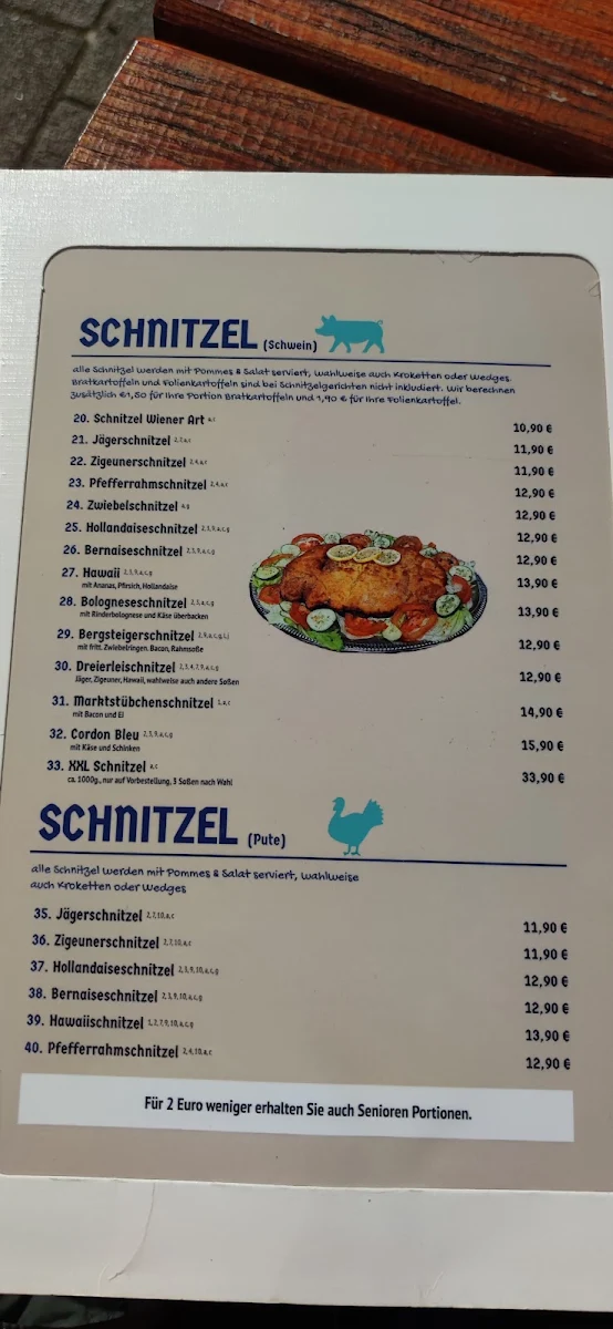 Speisekarte, Marktstübchen - die Kultkneipe in Bedburg