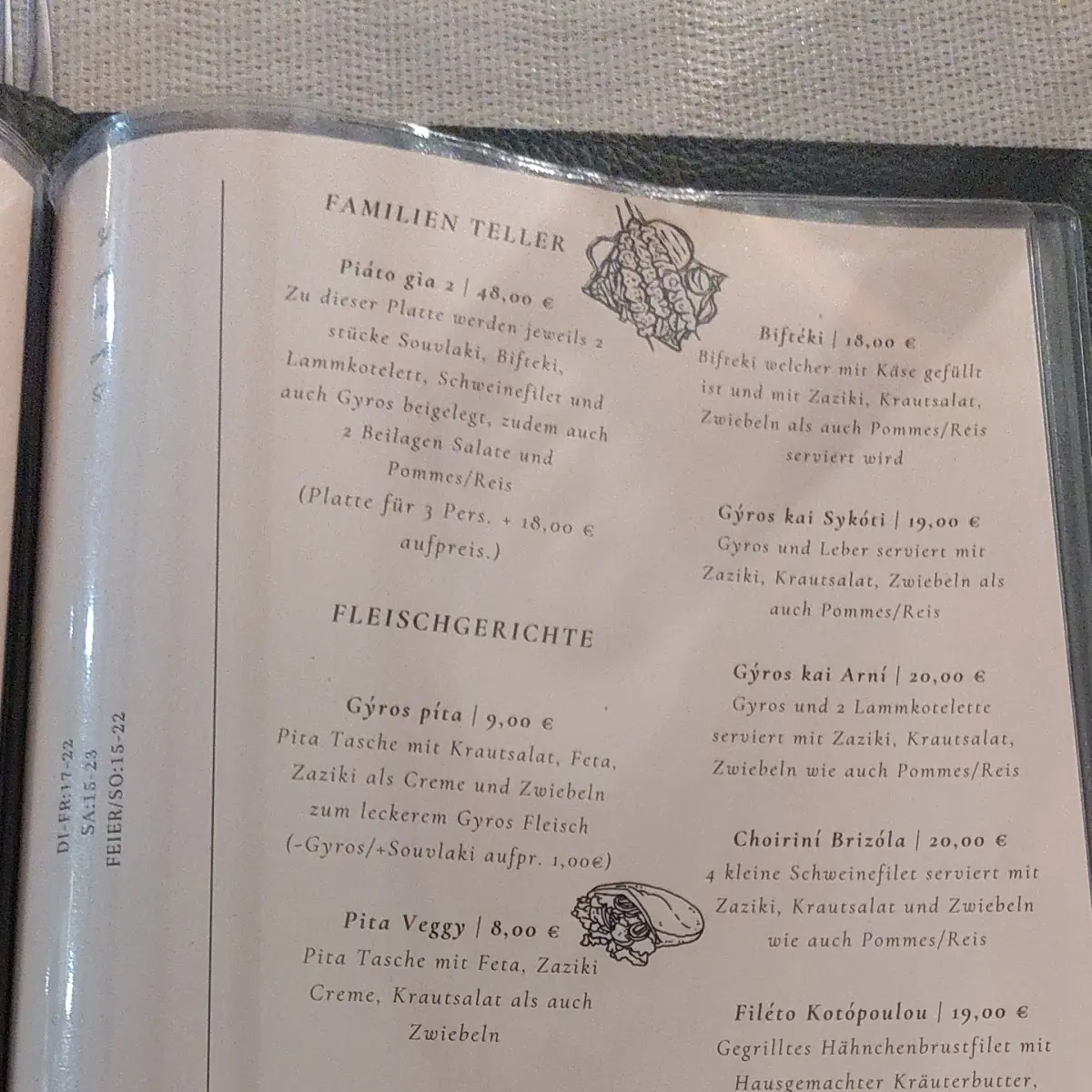 Speisekarte, Yamas Borgloh