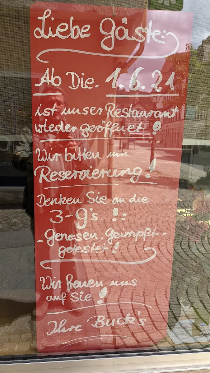 Speisekarte, Hotel Buck GbR