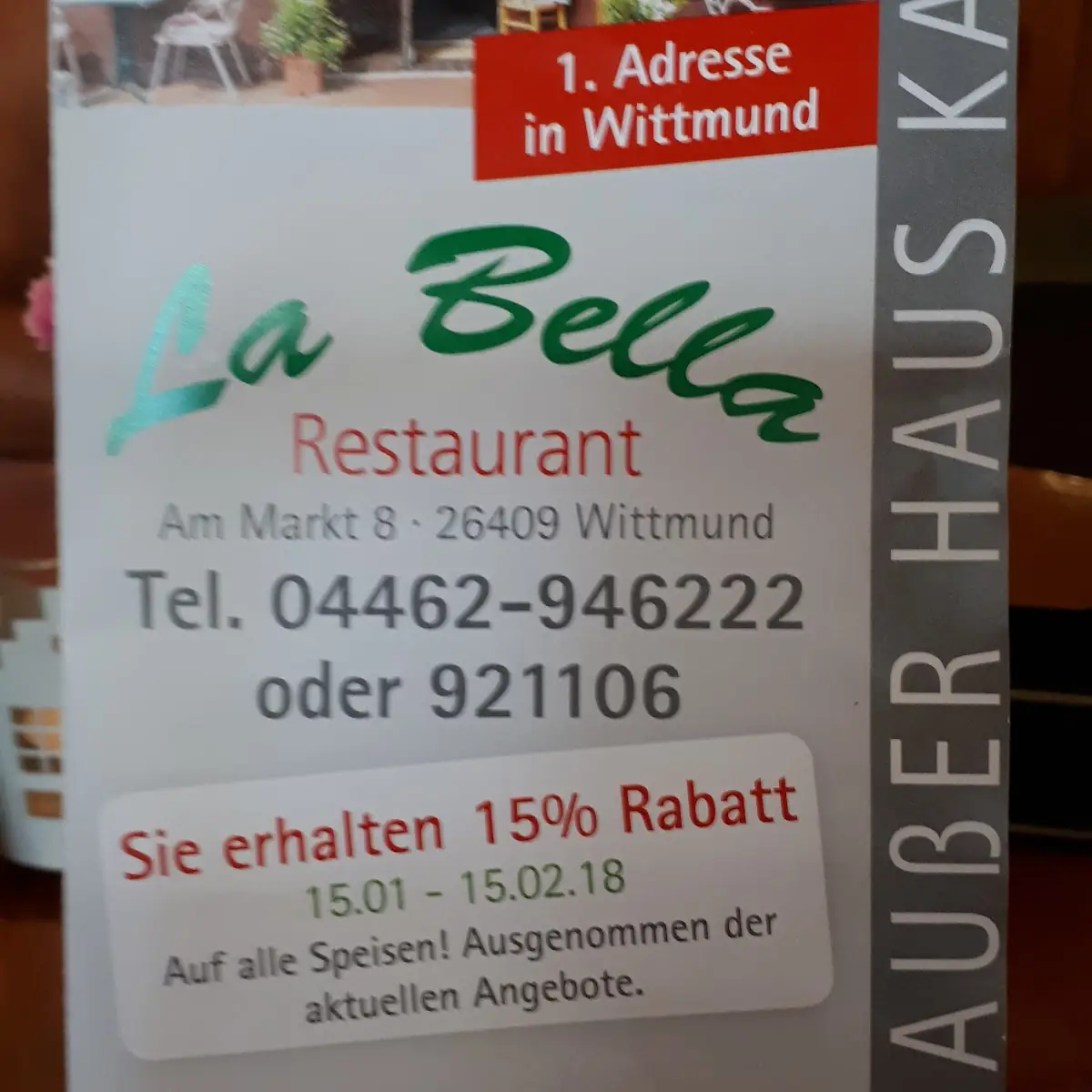 Speisekarte, La Bella