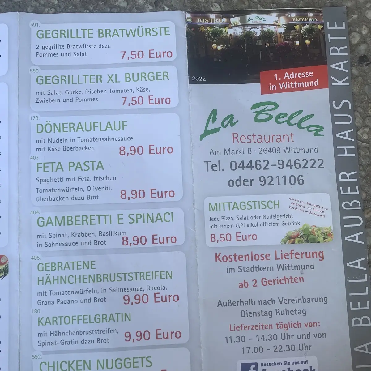 Speisekarte, La Bella