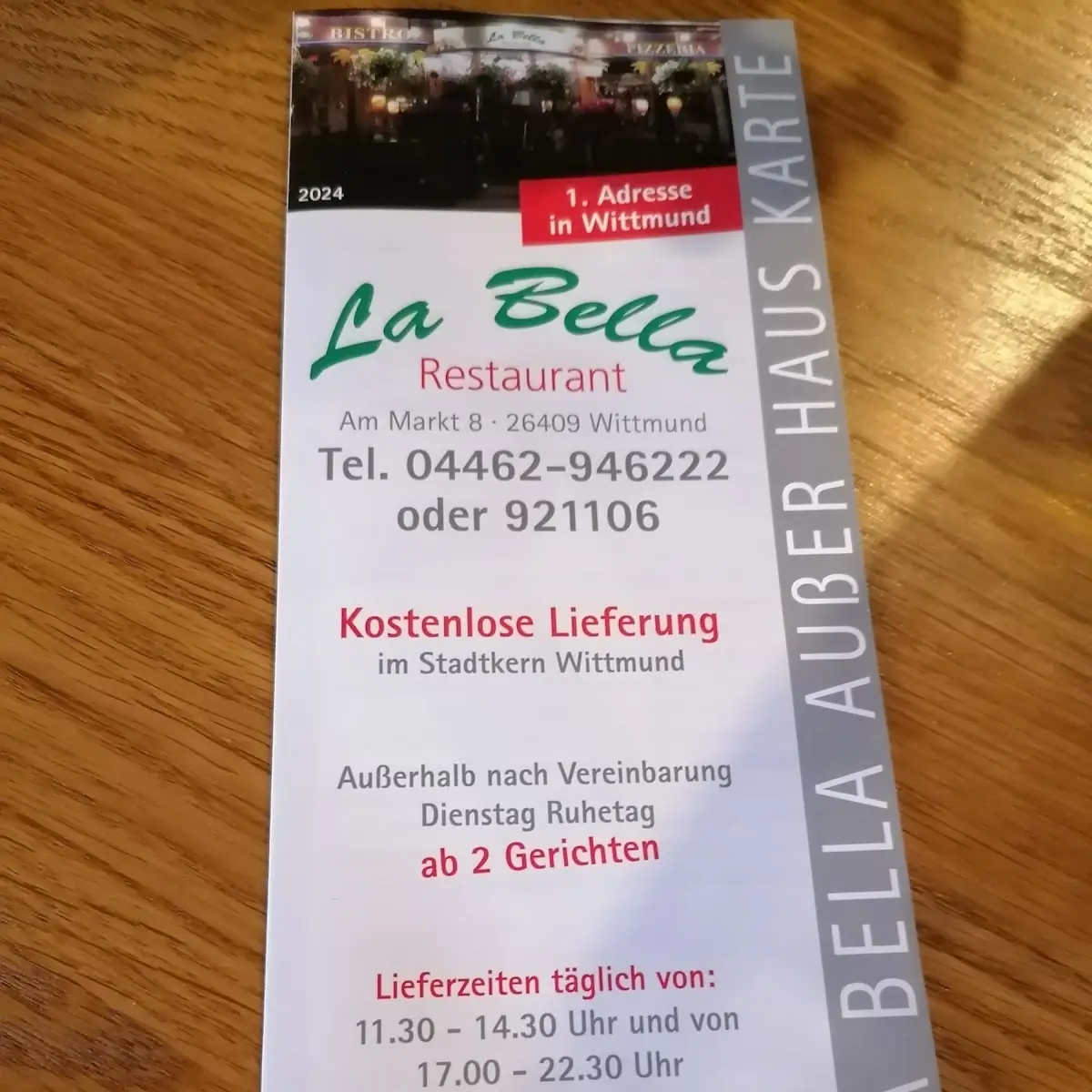 Speisekarte, La Bella