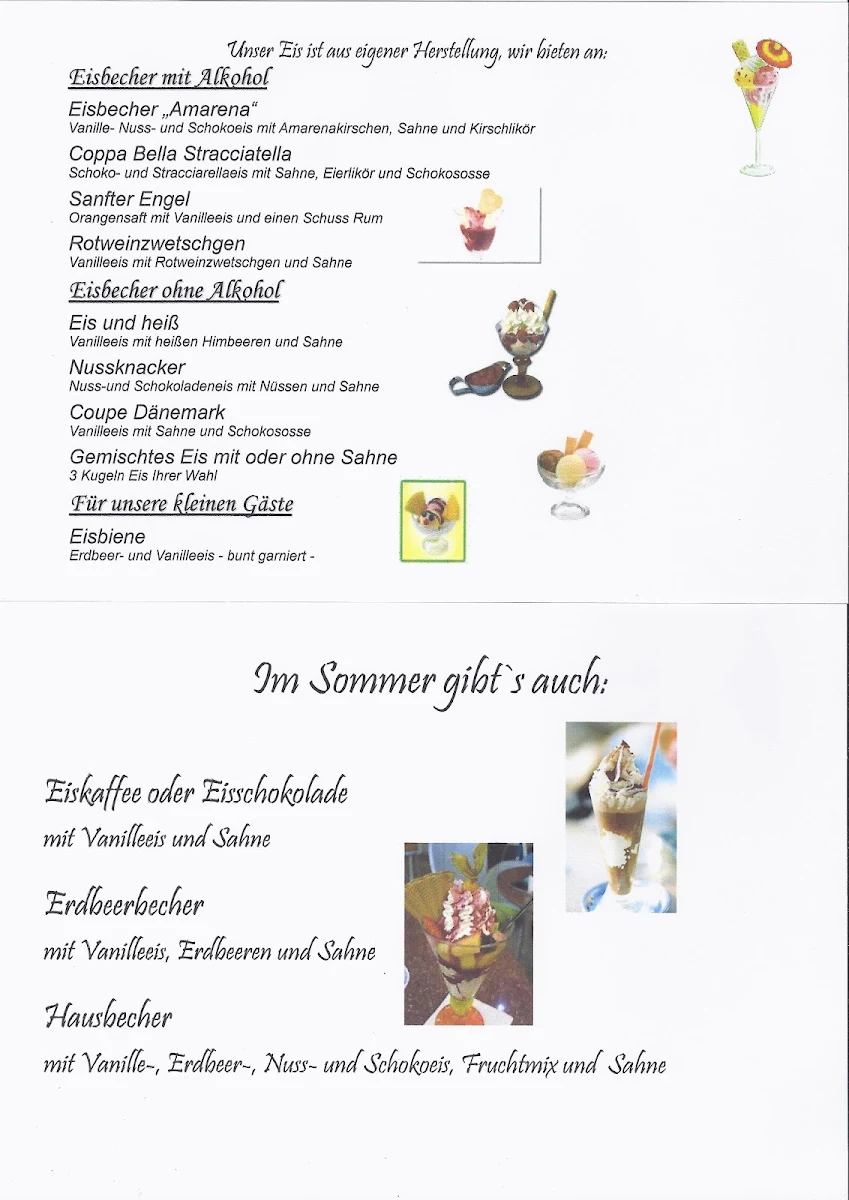Speisekarte, Café - Konditorei "Zur Wallfahrtskirche"