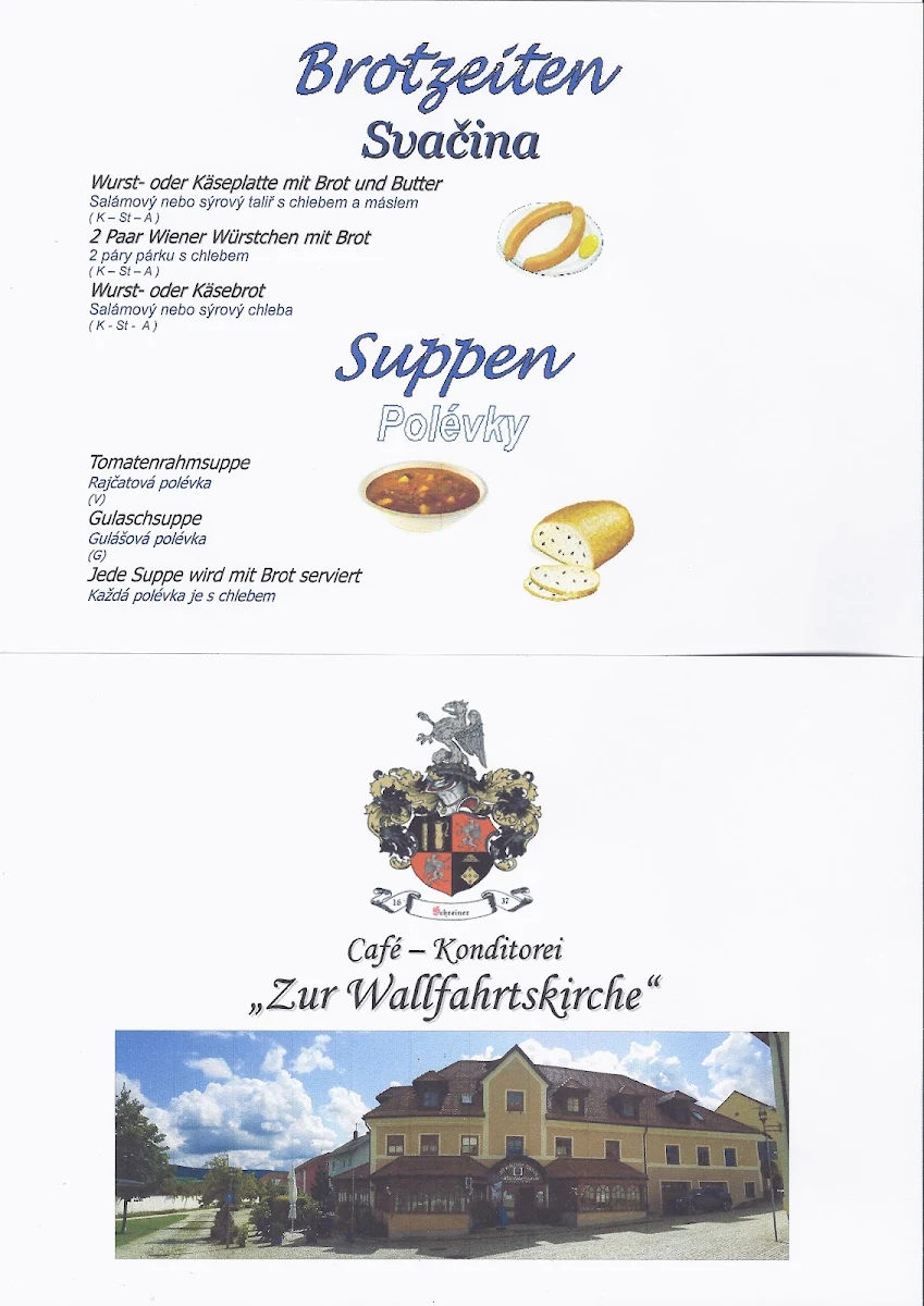 Speisekarte, Café - Konditorei "Zur Wallfahrtskirche"