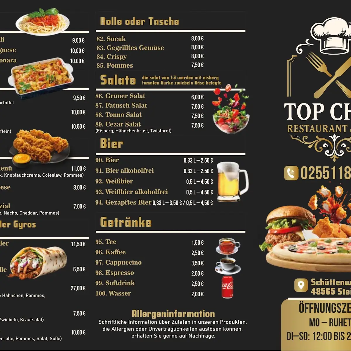 Speisekarte, Top Chef steinfurt