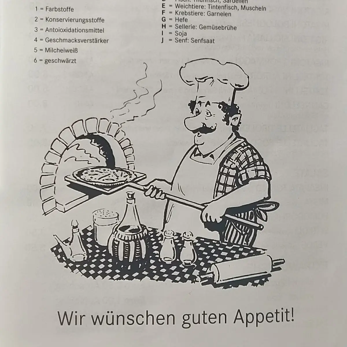Speisekarte, Pizzeria Bella Italia