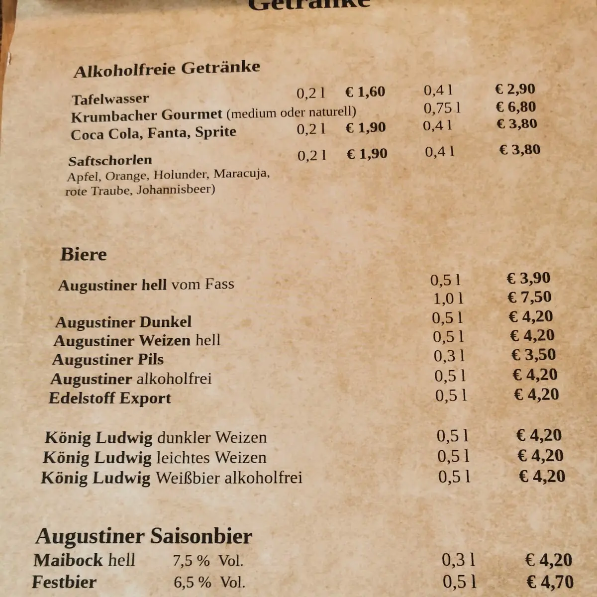Speisekarte photo 1