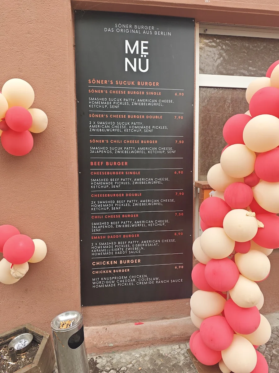 Speisekarte, Söner Burger