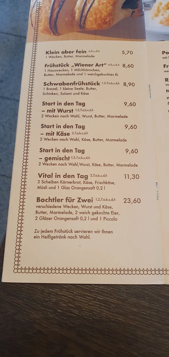 Speisekarte, Bäckerei-Konditorei-Bochtler