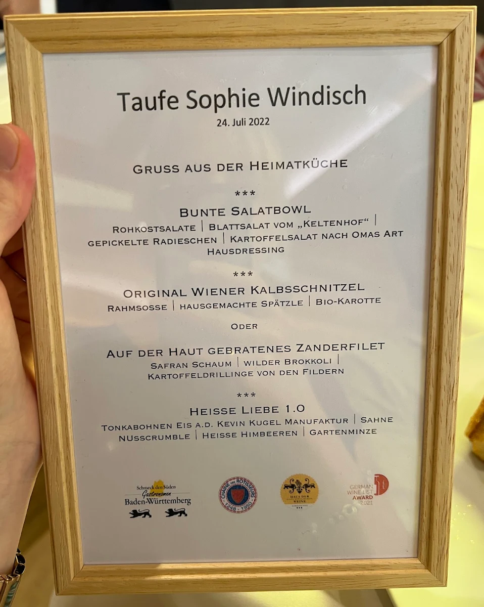 Speisekarte, Wirtshaus Zum Löwen Steinenbronn