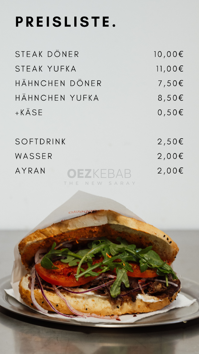 Speisekarte, Oez Kebab