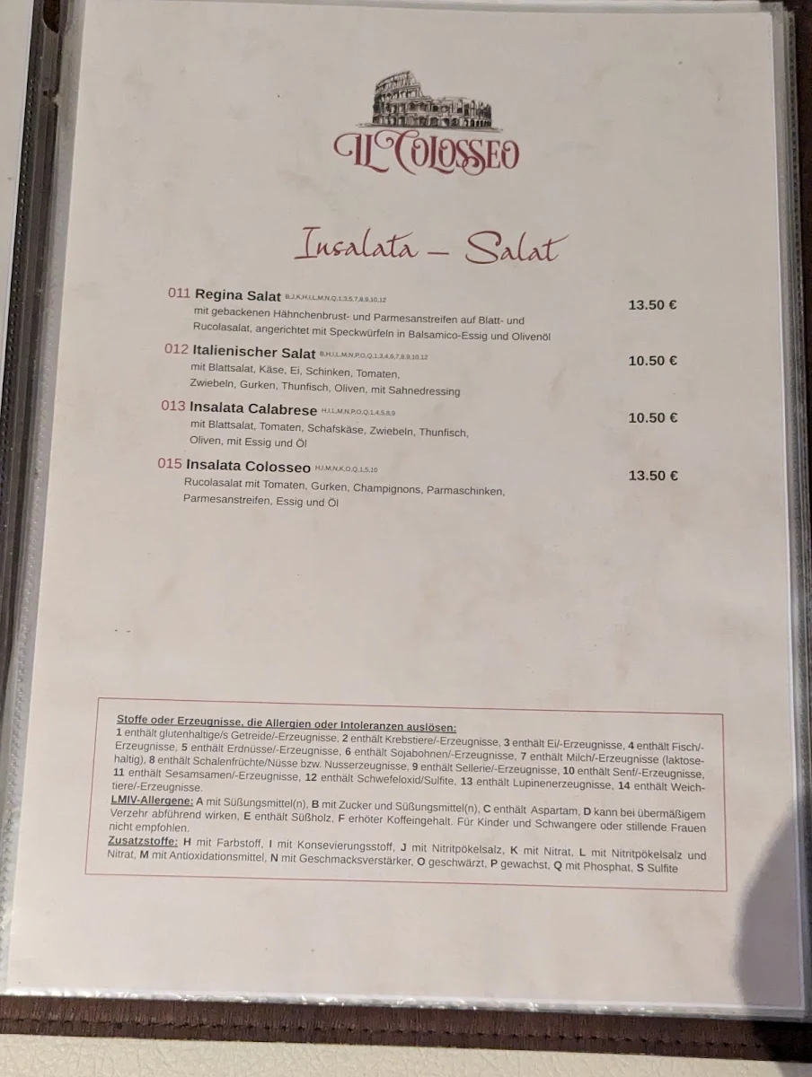Speisekarte, Il Colosseo - Giuseppe Grillo