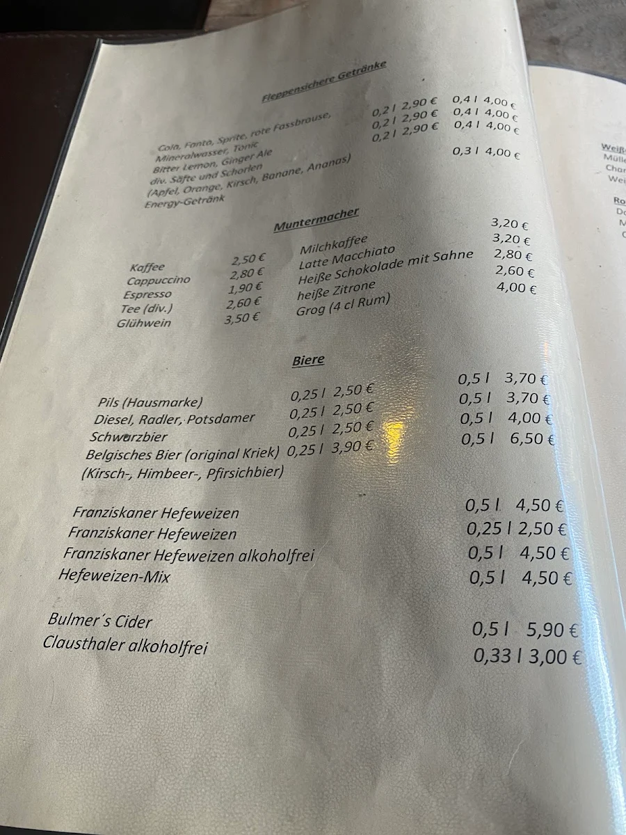 Speisekarte, Zur Pleißenburg / Leipzig
