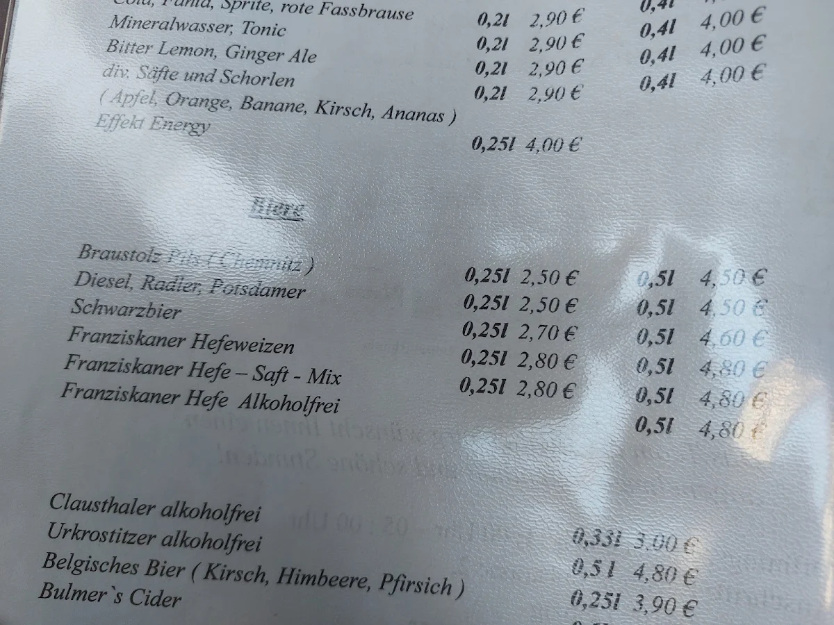 Speisekarte, Zur Pleißenburg / Leipzig