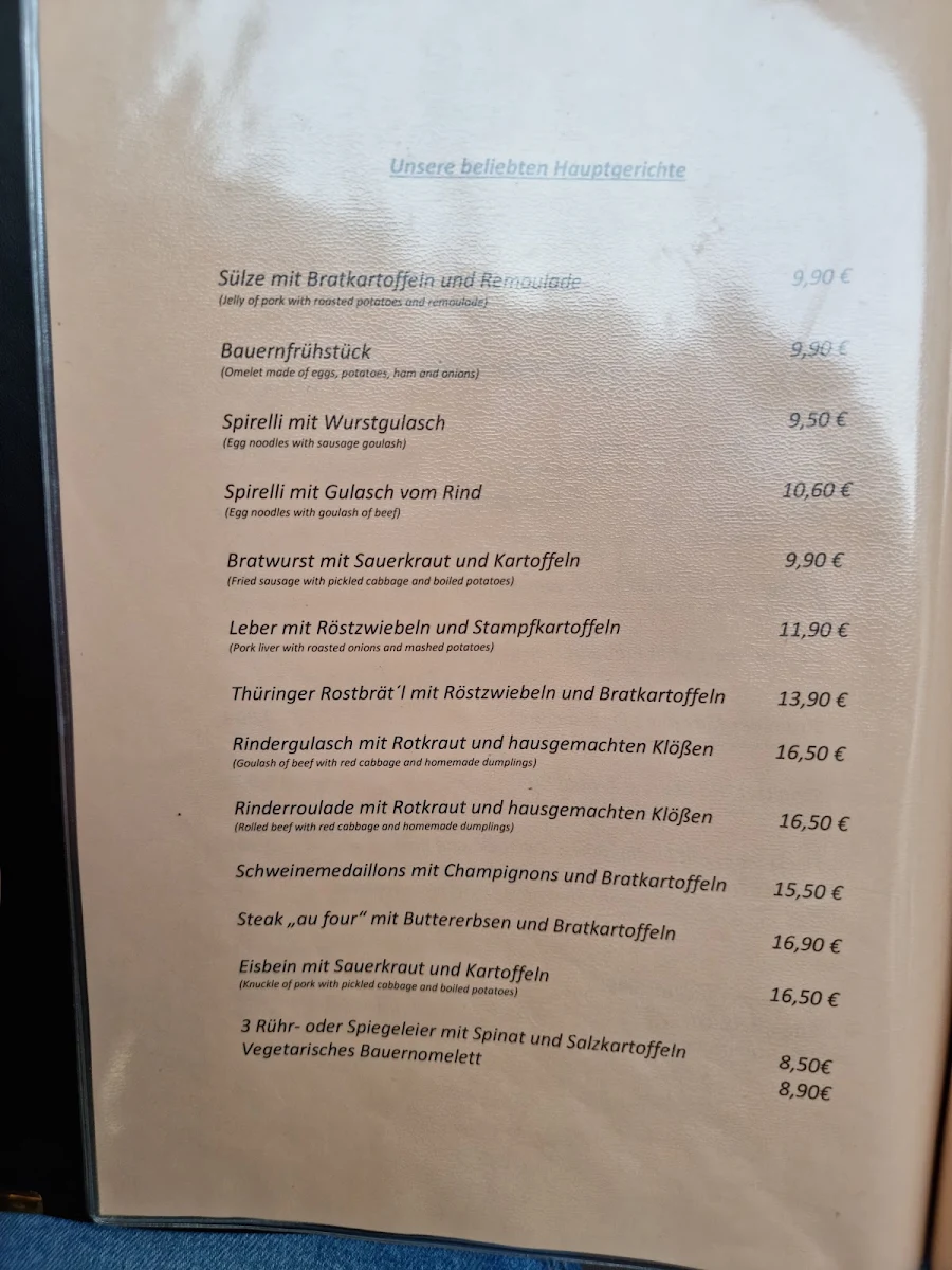 Speisekarte, Zur Pleißenburg / Leipzig
