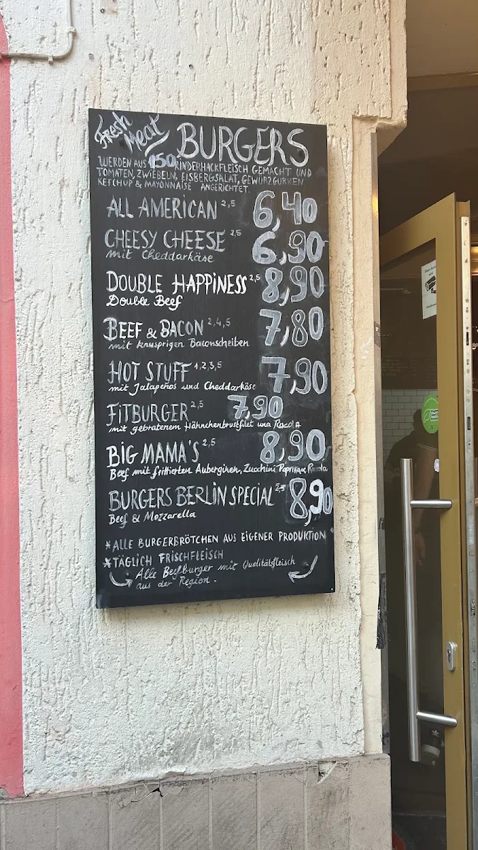 Speisekarte, Burgers Berlin