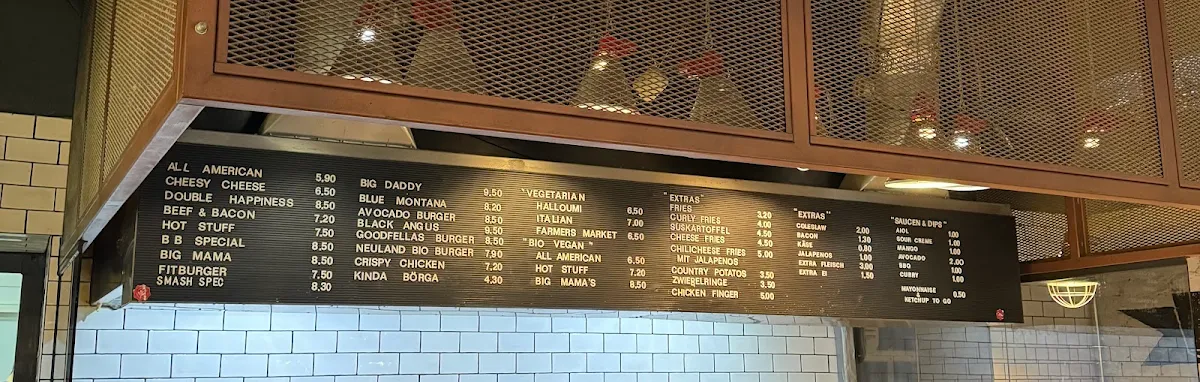 Speisekarte, Burgers Berlin