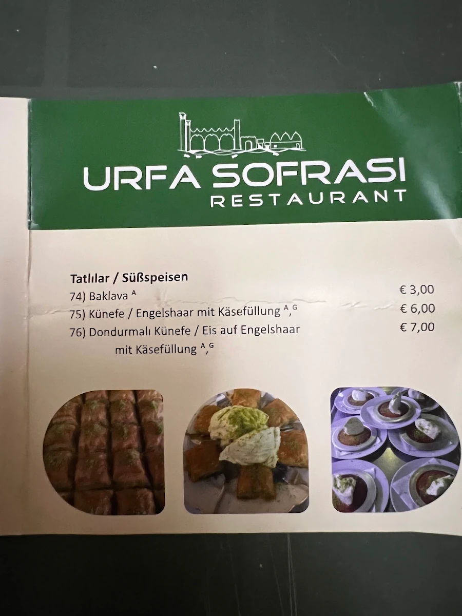 Speisekarte, URFA SOFRASI