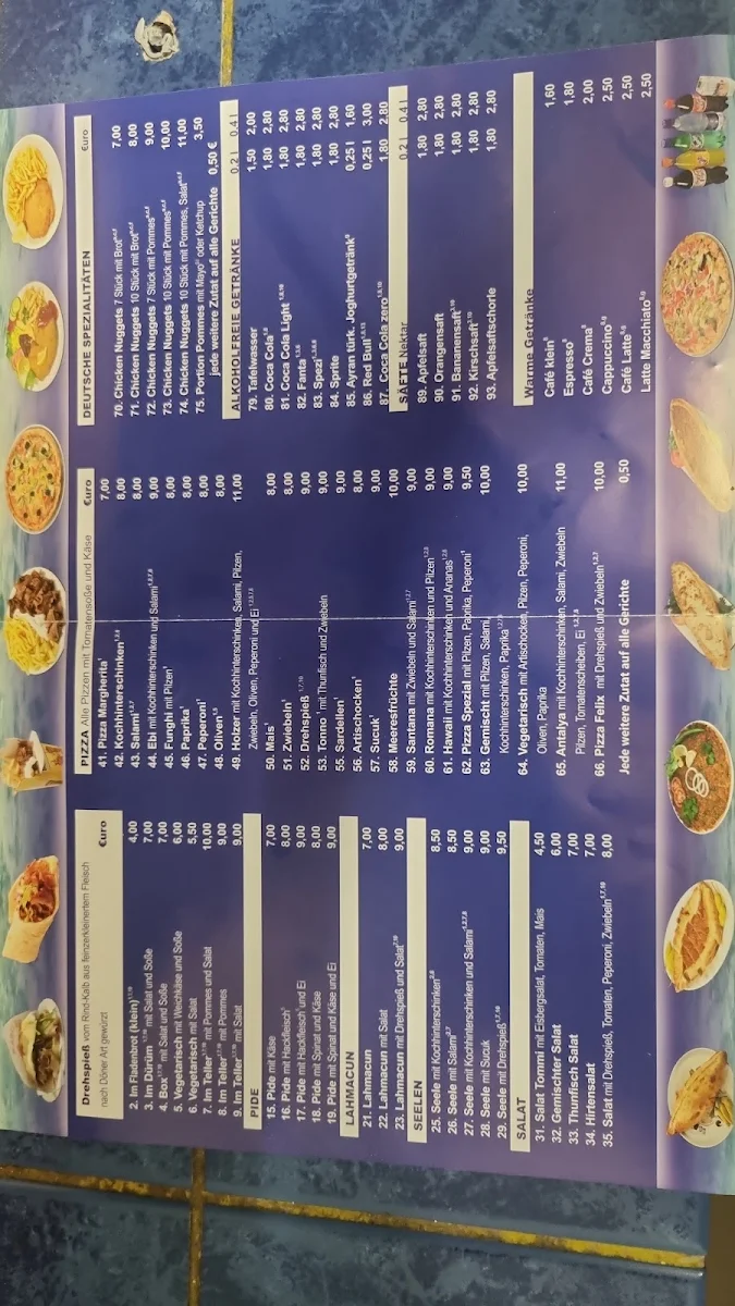 Speisekarte, Antalya 2000