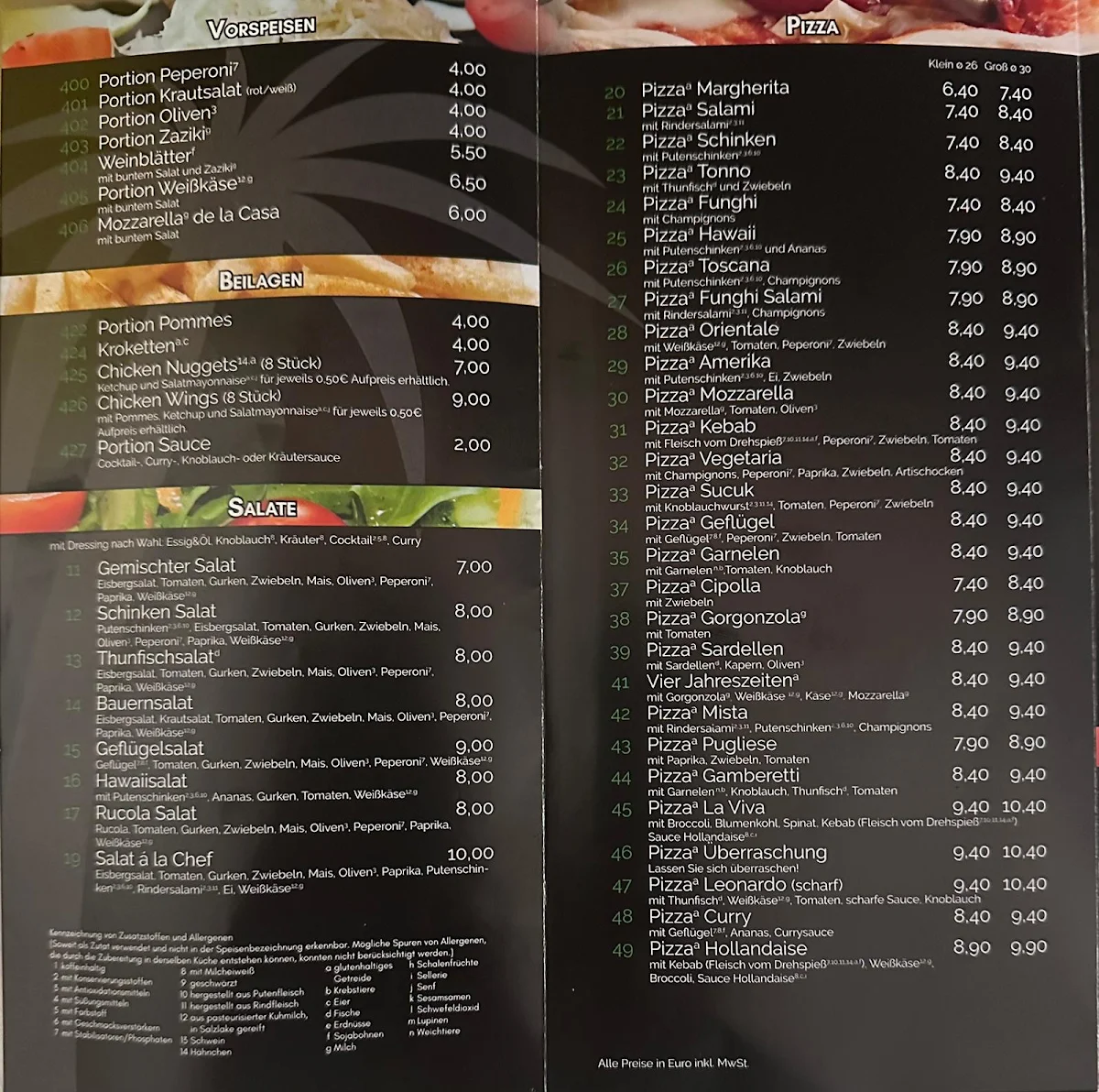 Speisekarte, La Viva Pizza & Döner